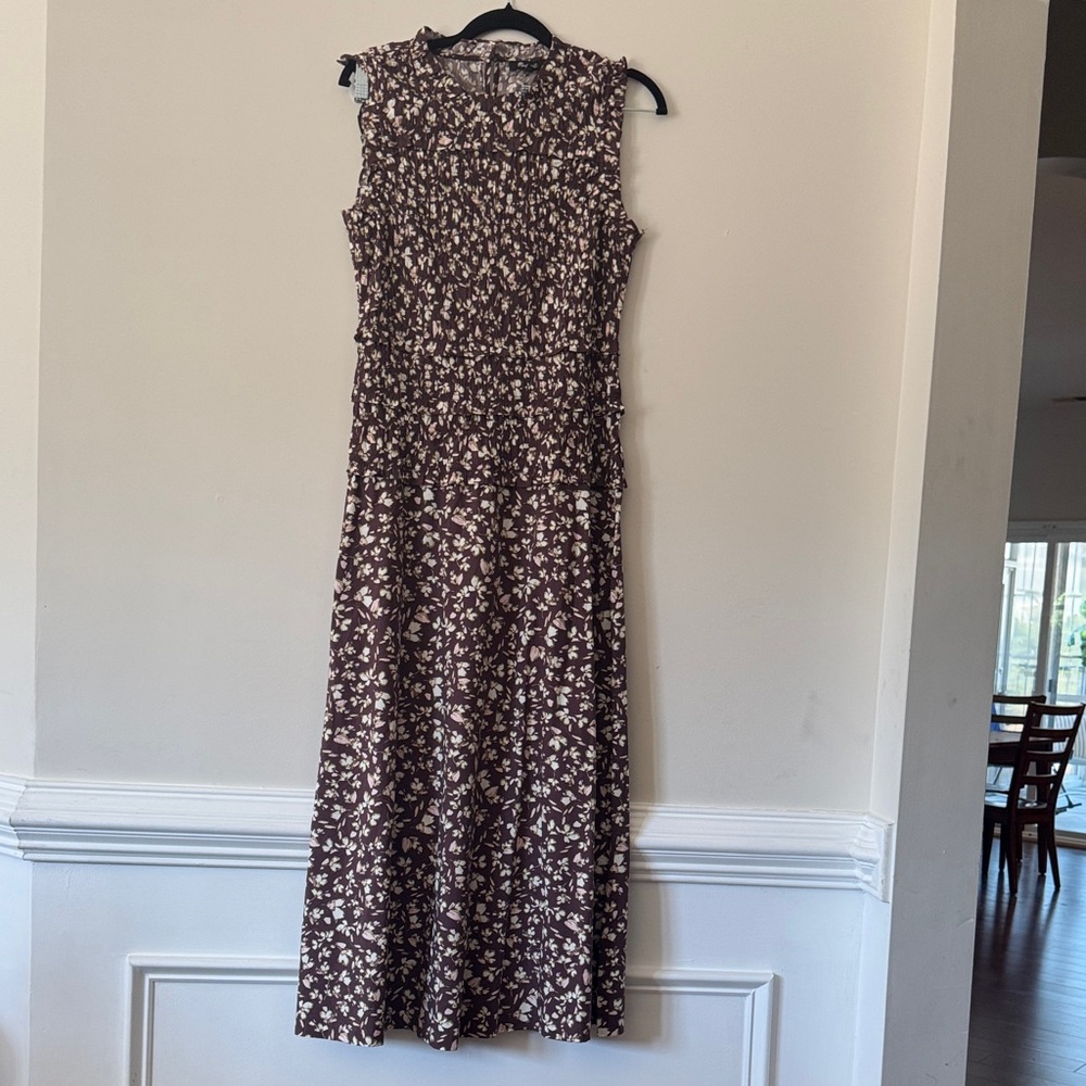 Madewell Chocolate Floral Midi Dress - Picture 2 of 8
